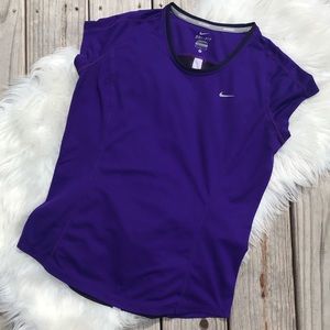 NIKE DRI FIT RUNNING TEE WOMEN LARGE PURPLE TOP
